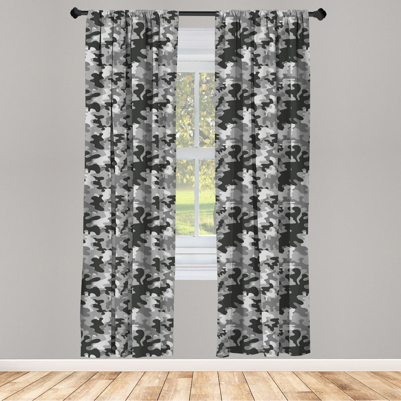 Camouflage Semi-Sheer Rod Pocket Curtain Panels, 28" x 84"