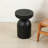 Solid Mango Wood Side End Table In Black, 12.4*17.7 Inch Round Wooden Accent Table, Small Round Plant Stand