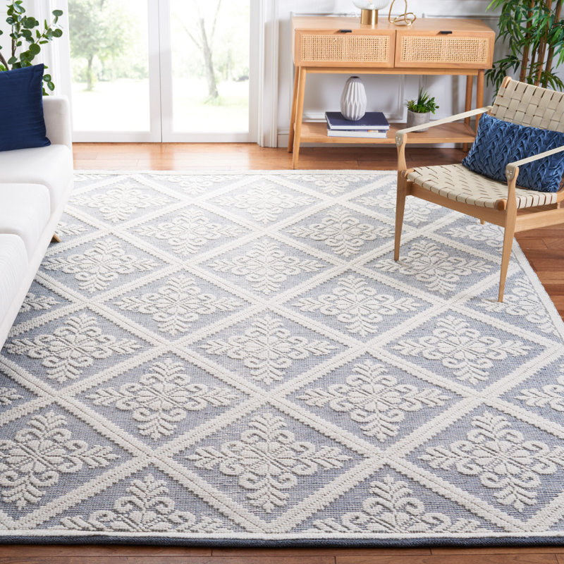 Tapis damassé en laine tissé à la main Vermont, Rectangle 6 pi x 9 pi