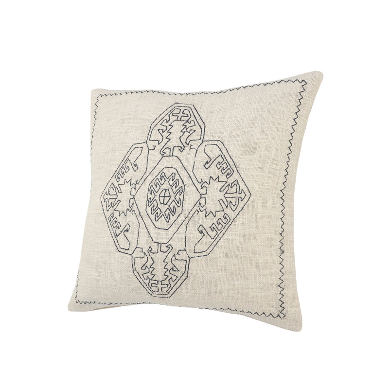 Coussin décoratif à médaillon contemporain 100% coton, Housse de coussin seulement - sans coussin