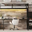 Lit mezzanine simple en métal de taille XL avec bureau en L, port USB, DEL et tablette réglable, idéal pour une utilisation compacte et multifonctionnelle