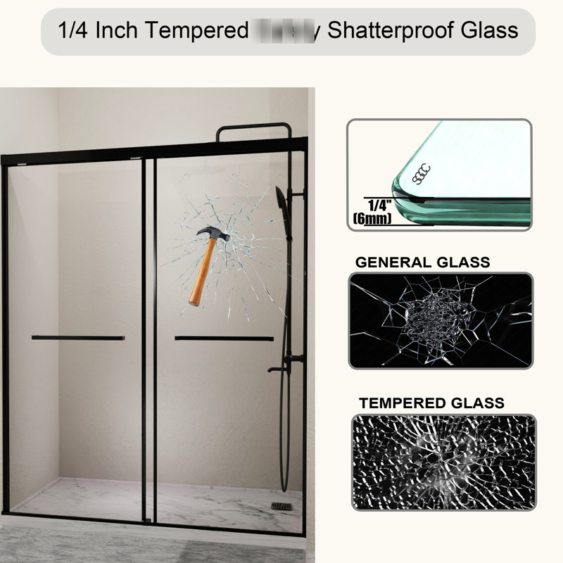 72 po Porte de douche coulissante en verre High High 60