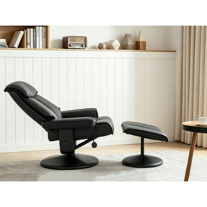 Fauteuil inclinable pivotant en similicuir de 26 po avec base en métal Meleri