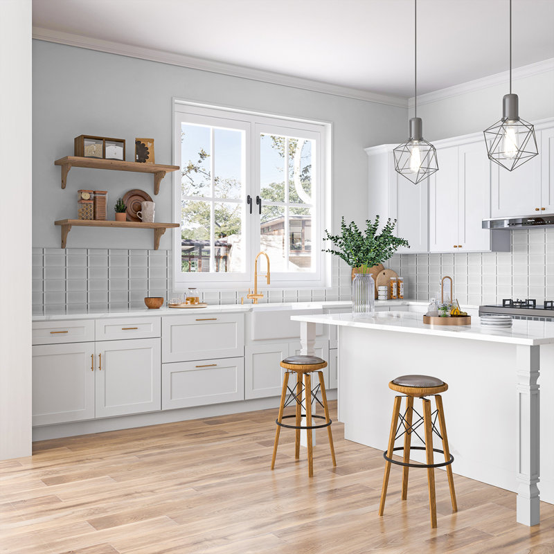 Armoire de cuisine en bois massif prêt à assembler Sinber, Blanc, 42"
