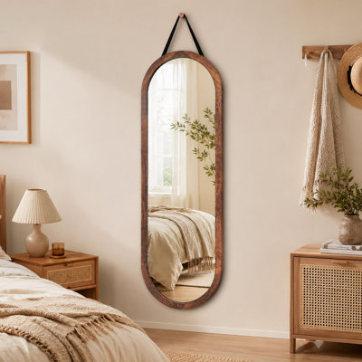 Miroir mural ovale en bois