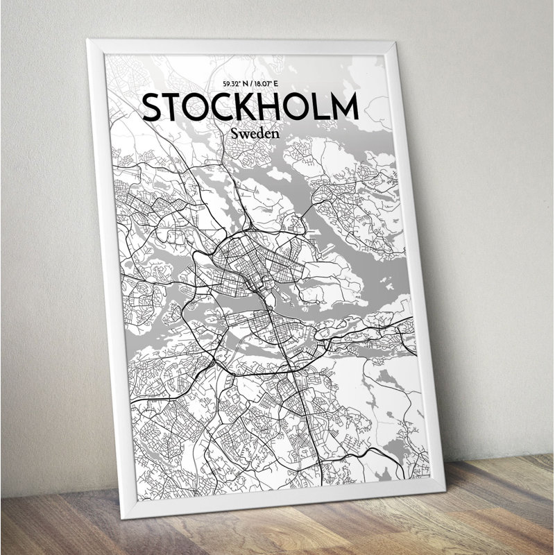 Stockholm City Map - No Frame Print, 43.2cm H x 27.9cm W x 0.13cm D