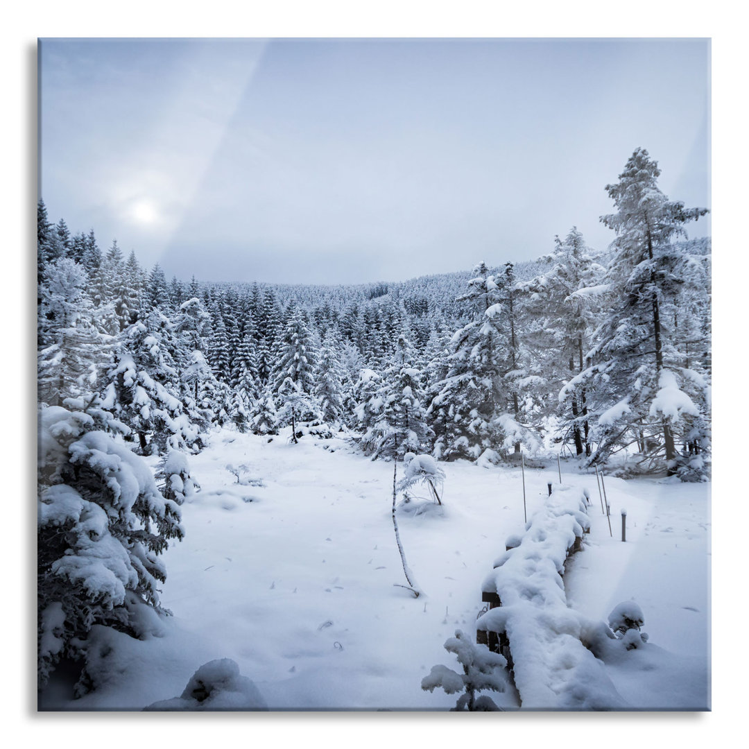 Glasbild Winterlandschaft vereister See