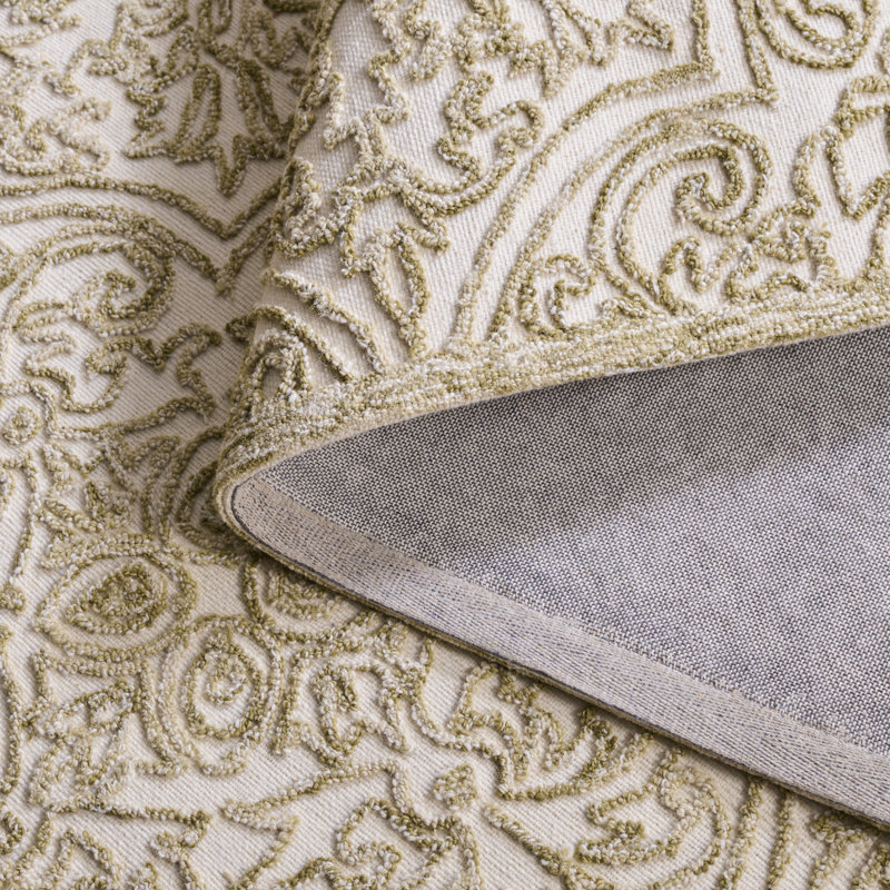 Laine touffetée à la main MSR Trace; Tapis damassé en coton et latex, Rectangle 4pi x 6 pi