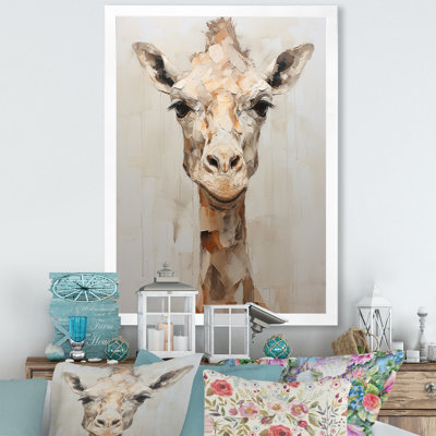 Minimalisme, girafe beige sur toile