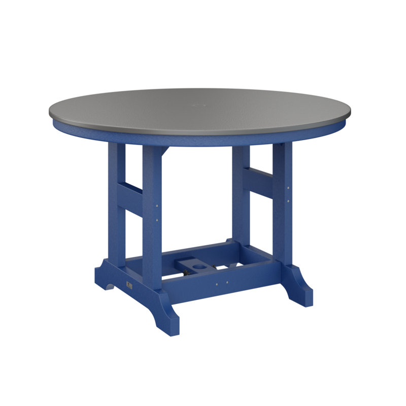 Table de bar ronde Berlin Garden, Acier inoxydable martelé, Bleu pacifique, H 39,5 po x l 48 po x P 48 po