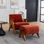 Upholstered Chenille Armchair With Footstool-945252920-951561097