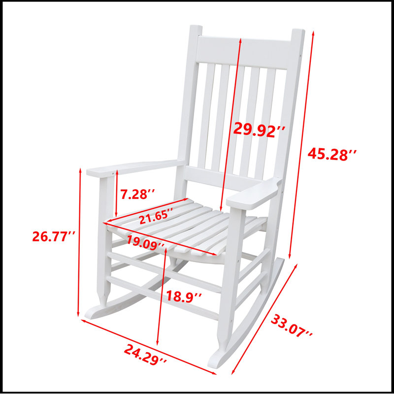 Shirlina Solid Wood, Durable, Large Solid Wood Rocking Adirondack Chair Sturdy slatted back rest for comfort and safety
