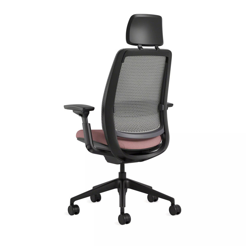 Steelcase Series 2 3D Microknit Airback Task Chair with Headrest, Black, Pink Lemonade/Nickel, Carpet