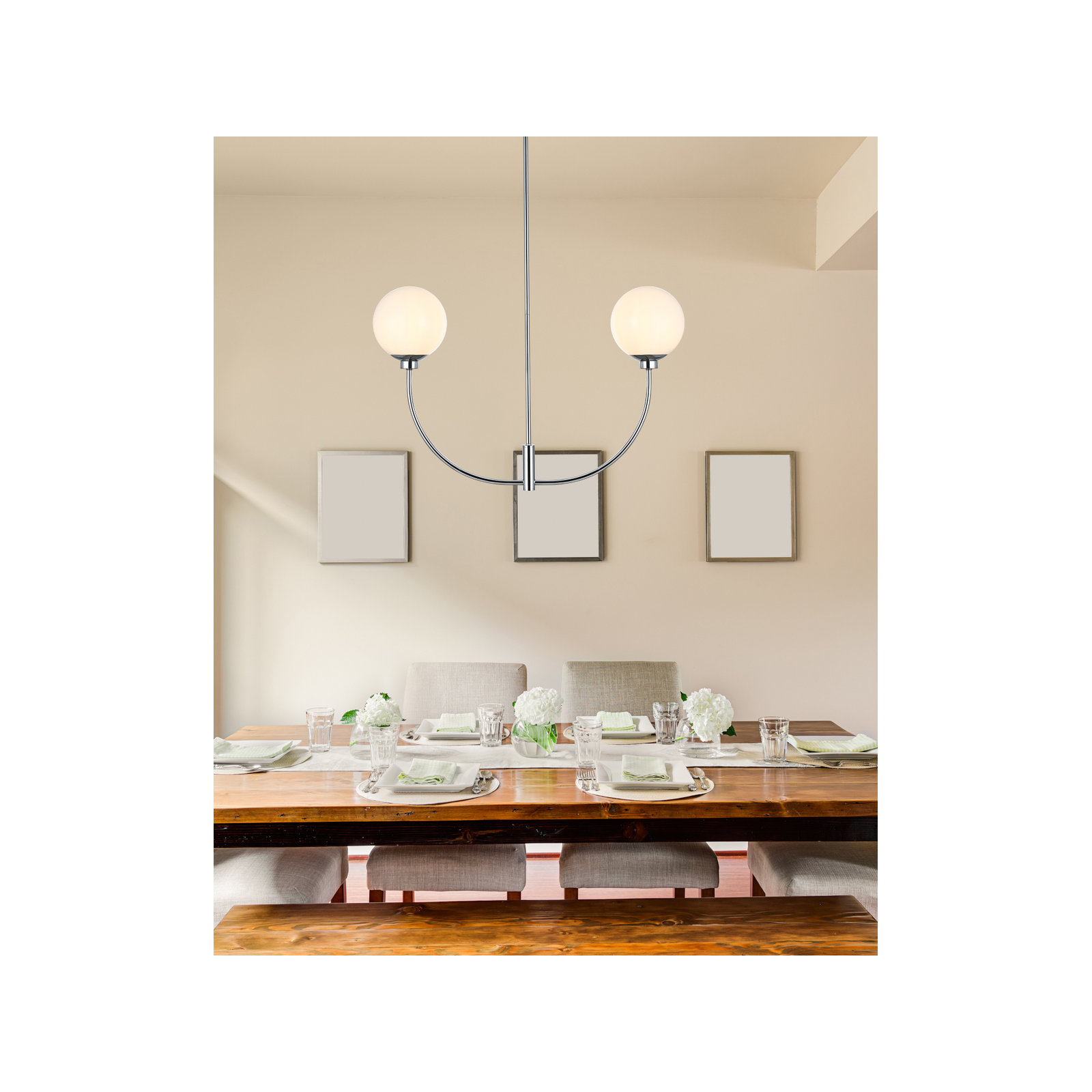 Kyle 2 - Light Metal Chandelier, 19" H x 30" W x 7" D, Chrome