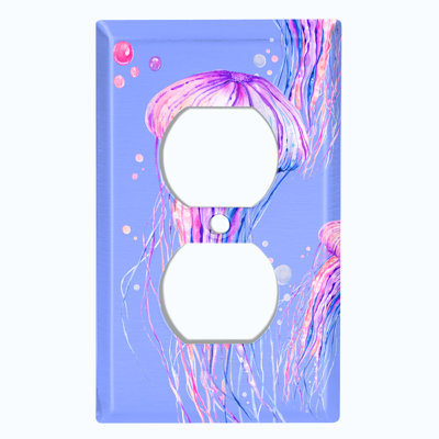 Jelly Fish Pink Party Lavender Nautical & Beach 1 - Gang Duplex Outlet Standard Wall Plate