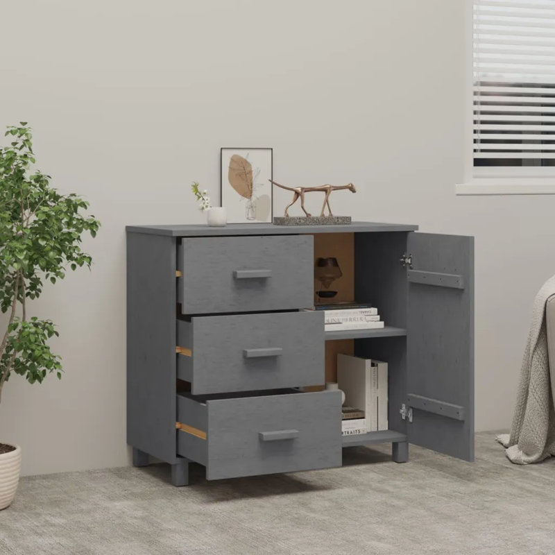 Haydyn 90cm Solid Wood Sideboard, Dark Grey