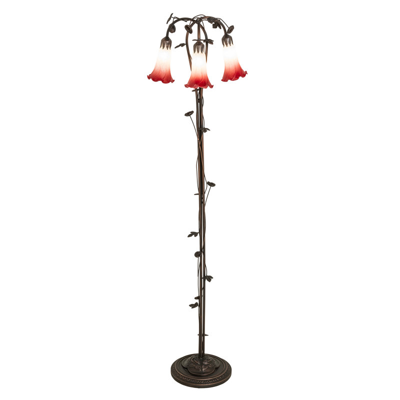 Lampe sur pied à branches 58 po, Rose / blanc