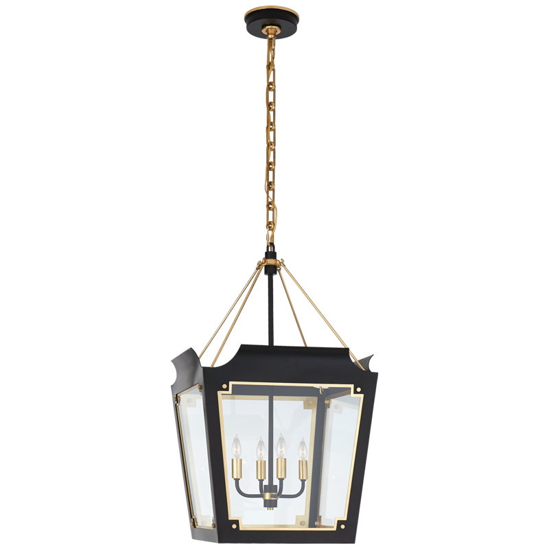 Julie Neill Caddo Medium Lantern, Matte Black/Gold