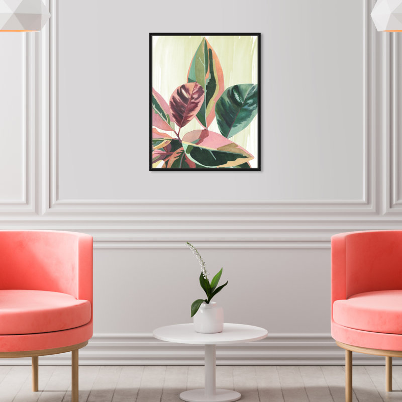 Green inspo II - Impression sur toile, Toile avec cadre flottant noir, H 21 po x l 17 po x P 1,8 po