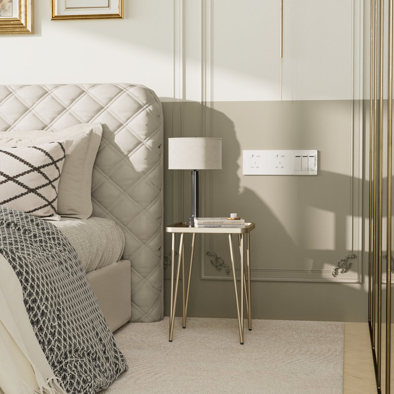 Accent Side / End Table, Waterproof Metal Structure, Great for Living Room, Champagne Gold