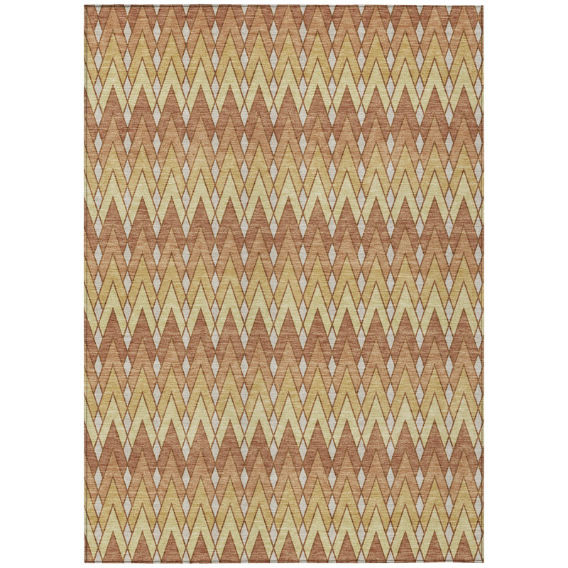 Machine Washable Indoor/Outdoor Chantille ACN2558 Geometric Rug, 8' x 10', Paprika