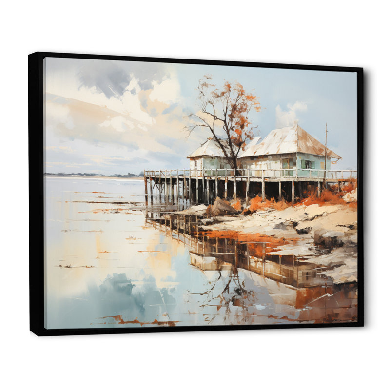 " Pier Weathered Memories I ", Black Floater Framed, 12" H x 20" W x 1" D
