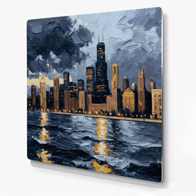 Cities Chicago IL Gray Metal Wall Art