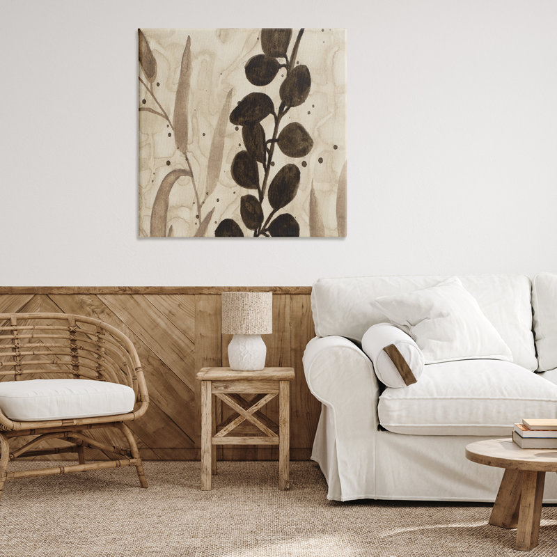 Toile asymétrique à feuilles naturelles, design par Krinlox, H 36 po x l 36 po