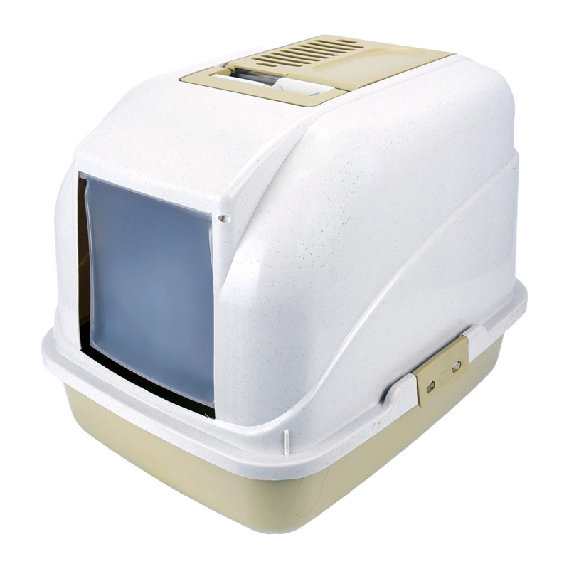 Enclosed Hooded Cat Litter Box with Handle & Scoop - Beige (50.5cm x 40cm)