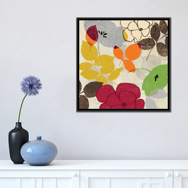 « fantaisie », reproduction sur toile, H 18 po x l 18 po x P 1,5 po, Toile avec cadre noir, Pas de tapis