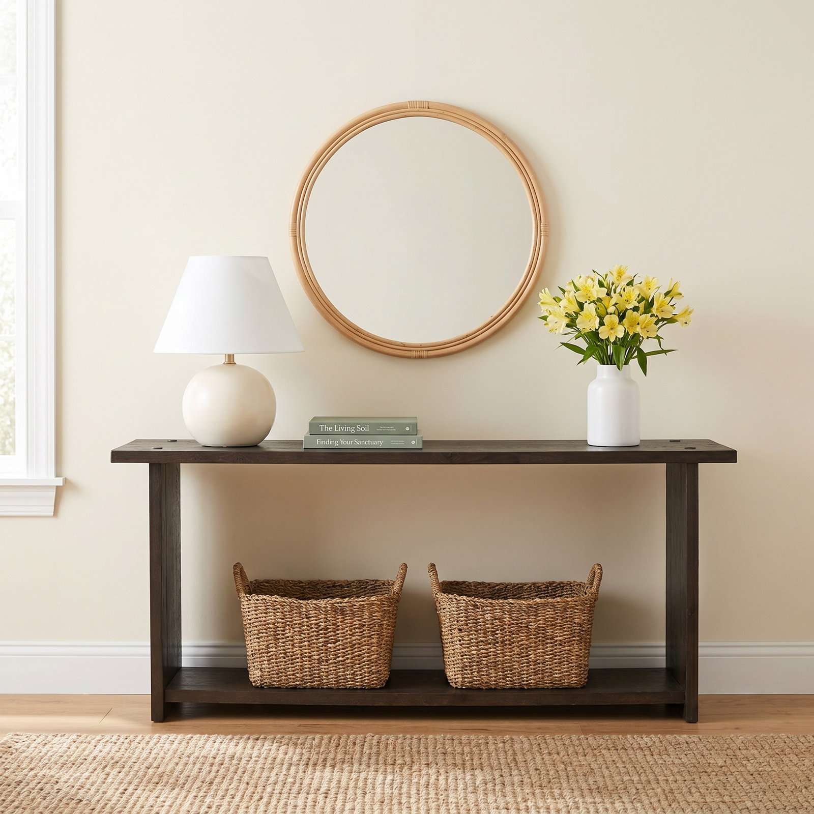 Zeno Console Table, Smoked Black Oak