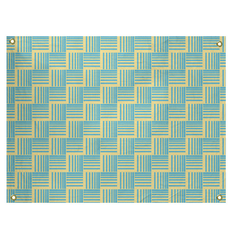 Tapisserie, H 26 po x l 36 po, Bleu sarcelle/jaune