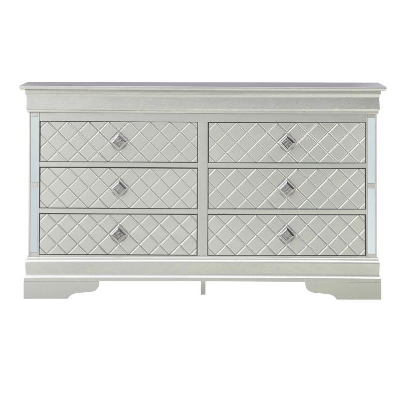Commode Verona, champagne argenté, Blanc