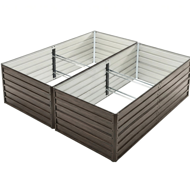 Lit de jardin surélevé galvanisé - 8 x 4 x 2 pi, facile à assembler pour les jardiniers débutants, très grand et idéal pour diverses plantes