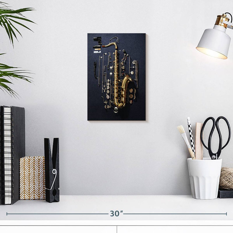Abarca saxophone démonté, H 12 po x l 8 po