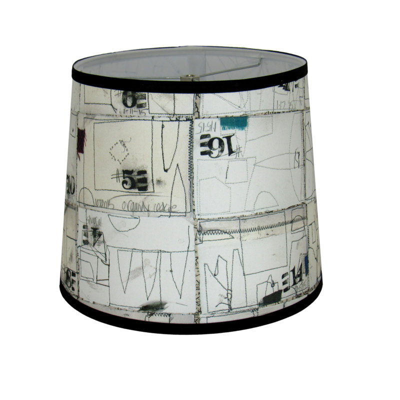 Abat-jour tambour en coton Random pensé (blanc) / noir, H 12 po x l 16 po x P 16 po