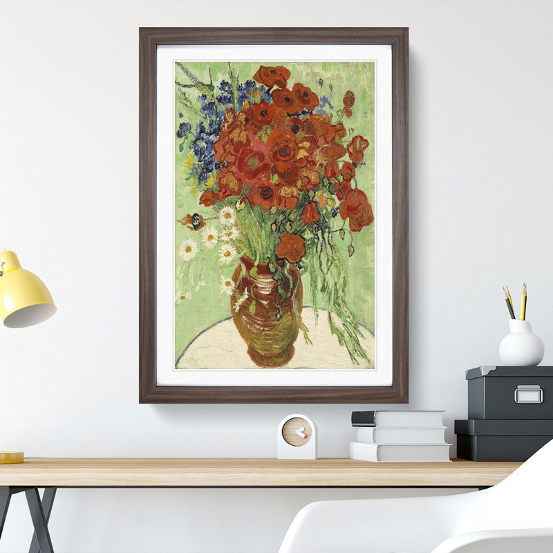 Still Life with Daisys by Vincent Van Gogh - Picture Frame Painting, Walnut, 65cm H x 48cm W x 2cm D