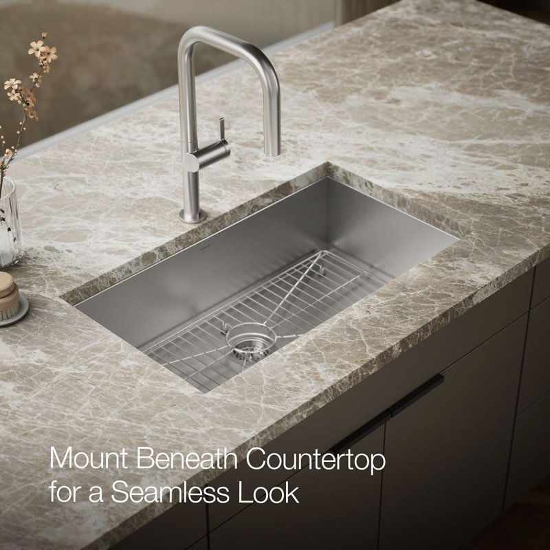 Vault™ 33" L x 22" W Top Mount/Under Mount Large Single Bowl Kitchen Sink, 1 Hole