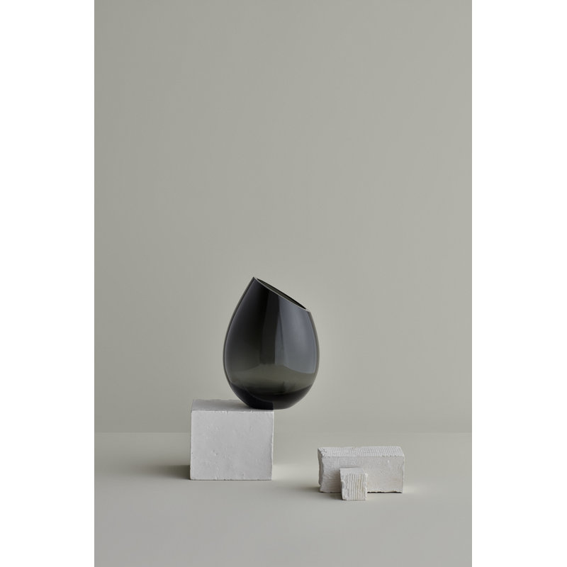 Drop Glass Table Vase, 9.45" H x 7.48" W x 7.48" D, Smoke