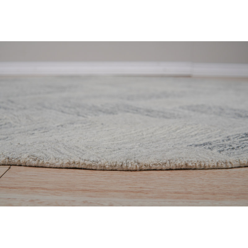 Tapis gris en laine touffeté à la main Jansen, Rond 6 pi