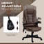Fauteuil de bureau vibrant à 6 points avec fonction de massage avec fonction chauffante, fauteuil de direction à haut dossier en microfibre avec dossier inclinable, accoudoirs rembourrés et télécommande, café