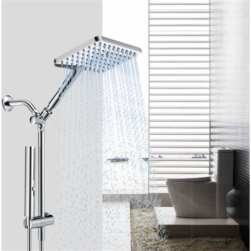 10-Inch High-Pressure Rainfall/Showerhead Combo With Handheld Spray – Adjustable 2-In-1 Dual Shower System With Stainless Steel Hose