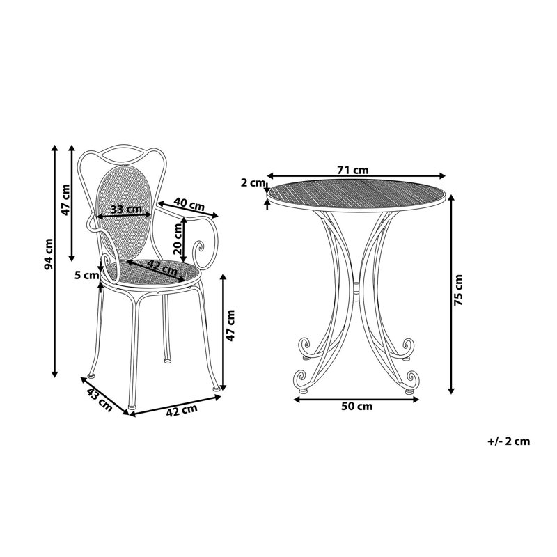Reedley 2 Seater Bistro Set