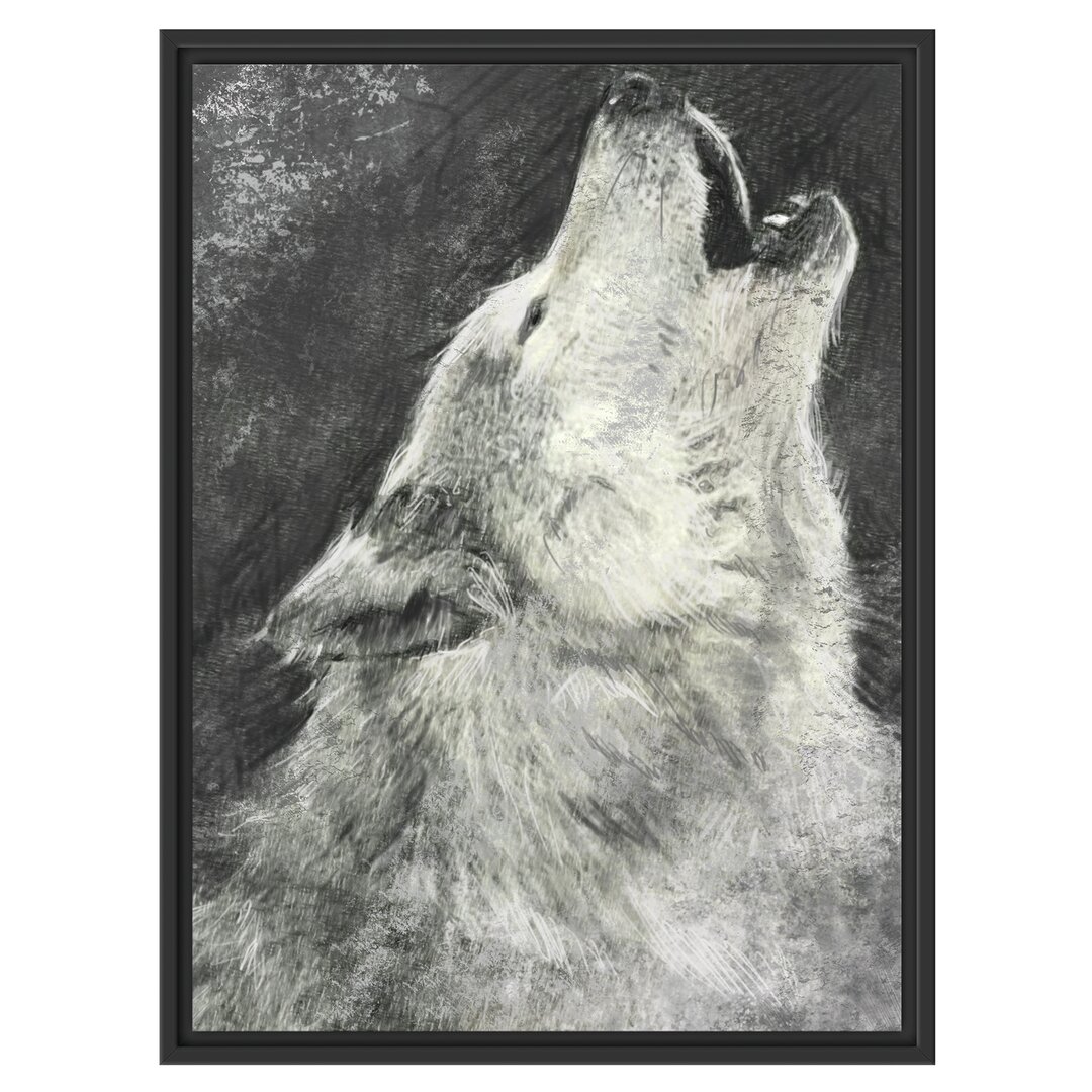 Gerahmtes Wandbild Heulender Wolf Kunst