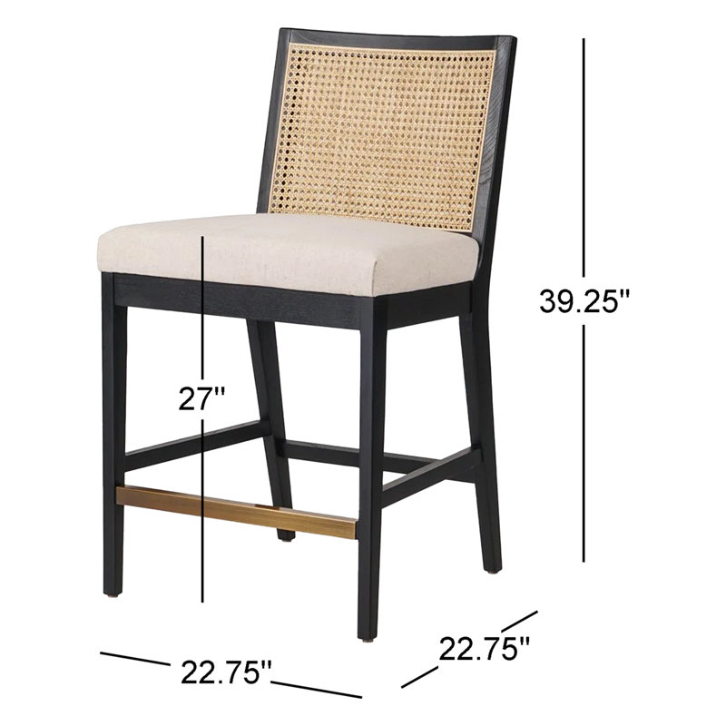 Antonia Cane Armless Counter & Bar Stool, Counter Stool (27" Seat Height), Brown/Natural/Taupe