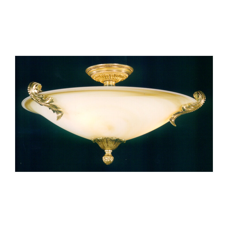 Devaughn Glass Semi Flush Mount, Antique Silver