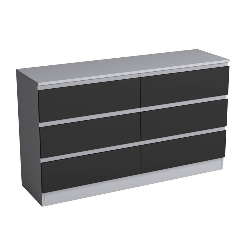 Sreyan Solid Wood 6 - Drawer Rectangle Accent Chest, Grey/Black