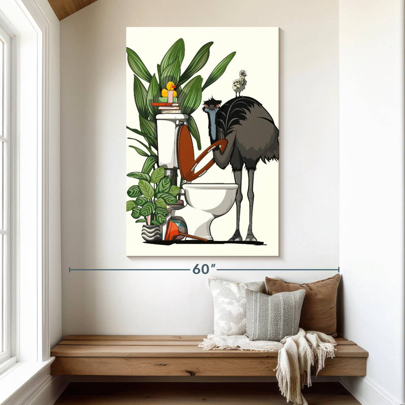 Ketti Emu utilisant la toilette, H 51 po x l 34 po