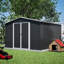 Outdoor 10x10 Ft Black Metal Utility Shed, Updated Heavy - Duty Frame, Lockable Double Doors, All Weather For Backyard Tools, Galvanized Steel With Waterproof And Ventilation Openings Large Storage