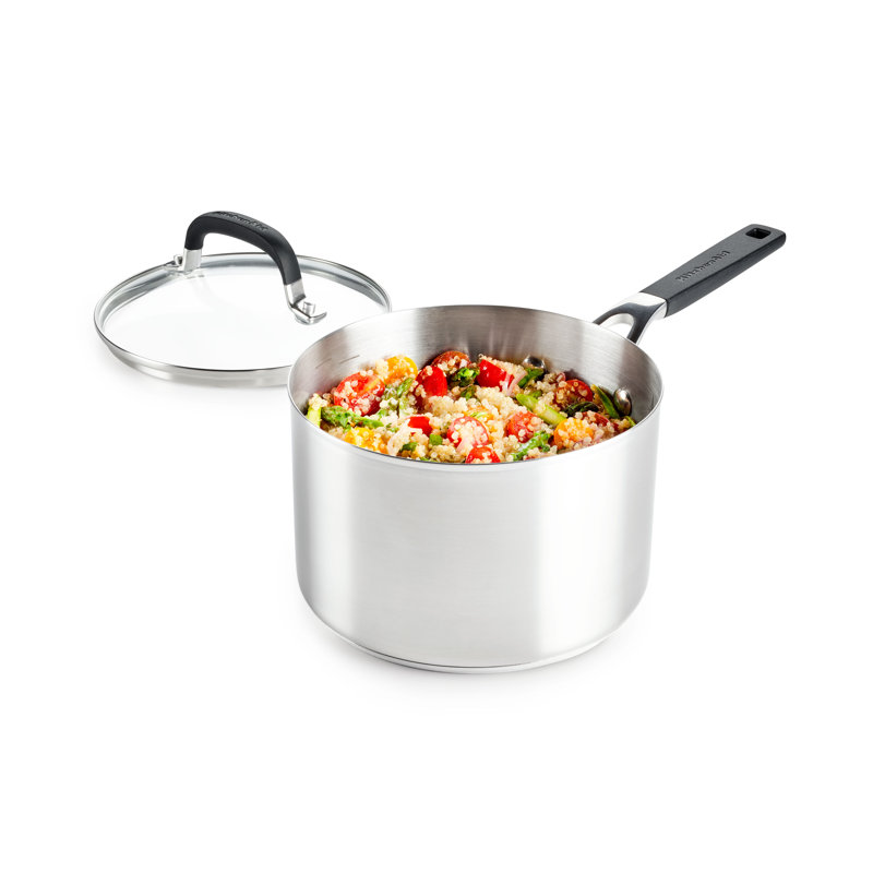 KitchenAid Stainless Steel Induction Saucepan with Lid, 3 Quart
